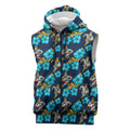 Gold Coast Titans Sleeveless Zip Hoodie Tropical Hibiscus Floral Seamless Rugby Mascot
