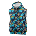 Gold Coast Titans Sleeveless Zip Hoodie Tropical Hibiscus Floral Seamless Rugby Mascot