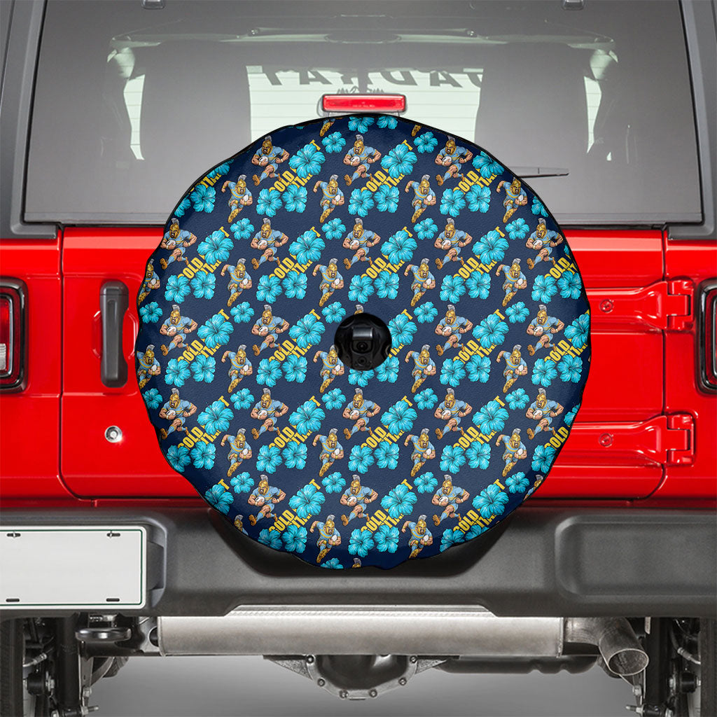 Gold Coast Titans Spare Tire Cover Tropical Hibiscus Floral Seamless Rugby Mascot