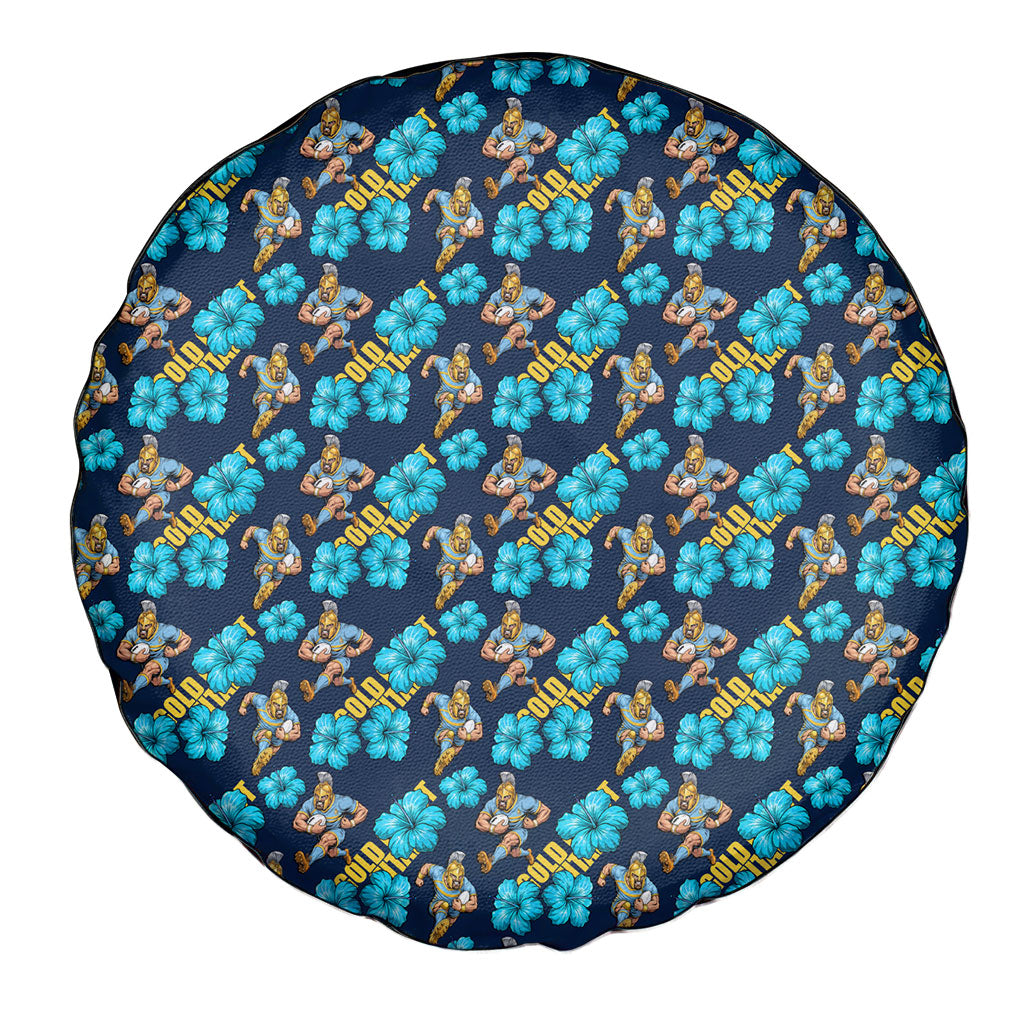 Gold Coast Titans Spare Tire Cover Tropical Hibiscus Floral Seamless Rugby Mascot