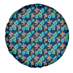 Gold Coast Titans Spare Tire Cover Tropical Hibiscus Floral Seamless Rugby Mascot