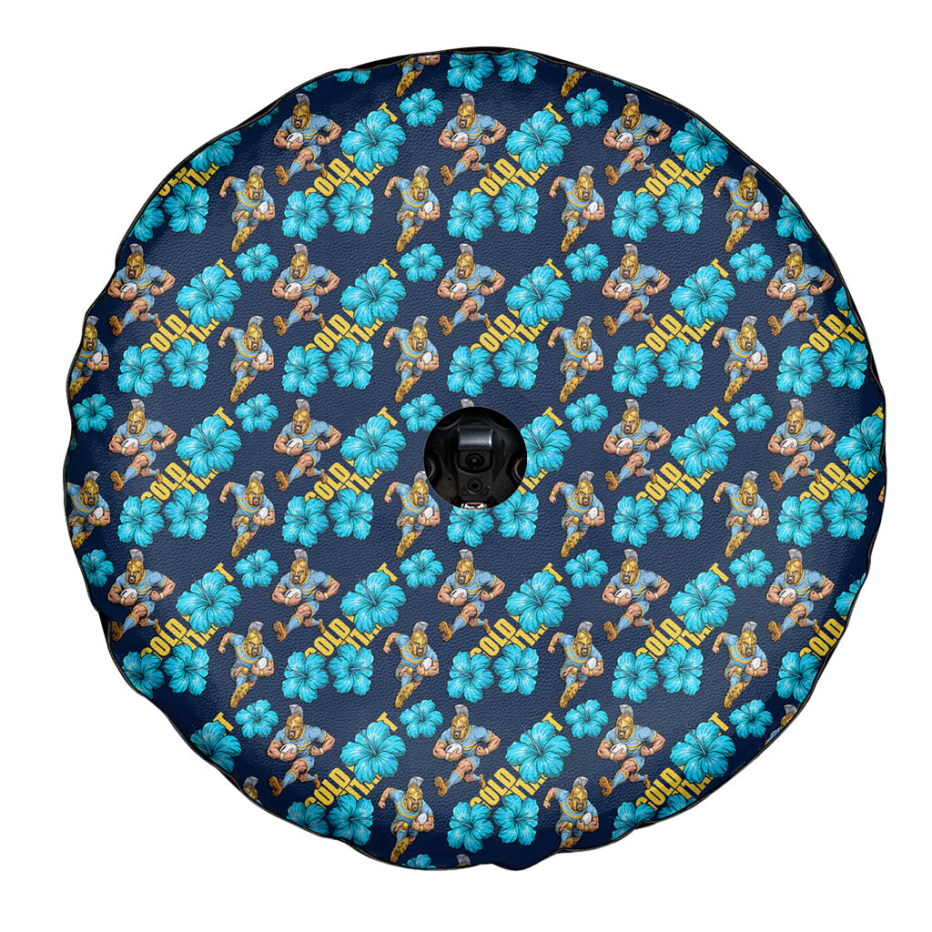 Gold Coast Titans Spare Tire Cover Tropical Hibiscus Floral Seamless Rugby Mascot