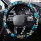 Gold Coast Titans Steering Wheel Cover Tropical Hibiscus Floral Seamless Rugby Mascot