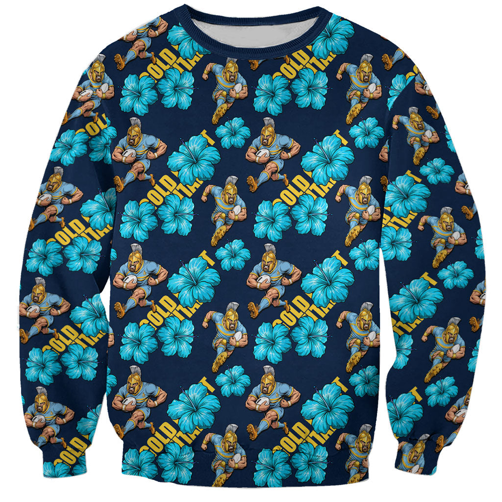 Gold Coast Titans Sweatshirt Tropical Hibiscus Floral Seamless Rugby Mascot