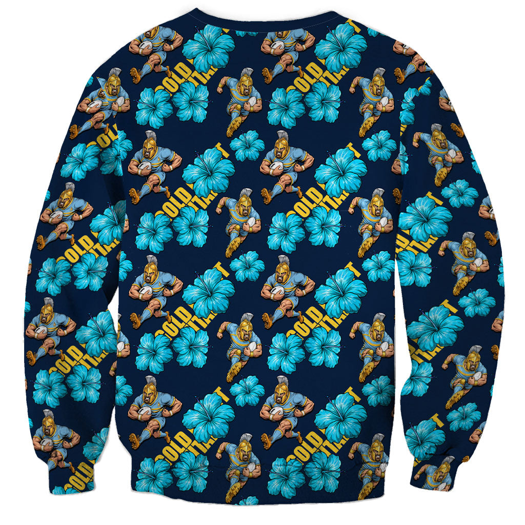 Gold Coast Titans Sweatshirt Tropical Hibiscus Floral Seamless Rugby Mascot