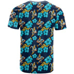 Gold Coast Titans T Shirt Tropical Hibiscus Floral Seamless Rugby Mascot