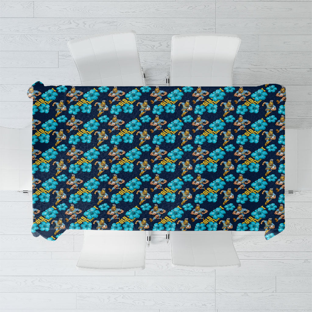 Gold Coast Titans Tablecloth Tropical Hibiscus Floral Seamless Rugby Mascot