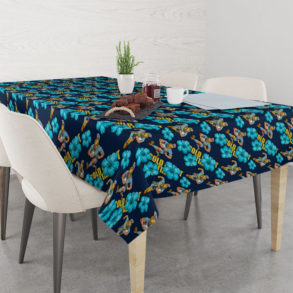 Gold Coast Titans Tablecloth Tropical Hibiscus Floral Seamless Rugby Mascot