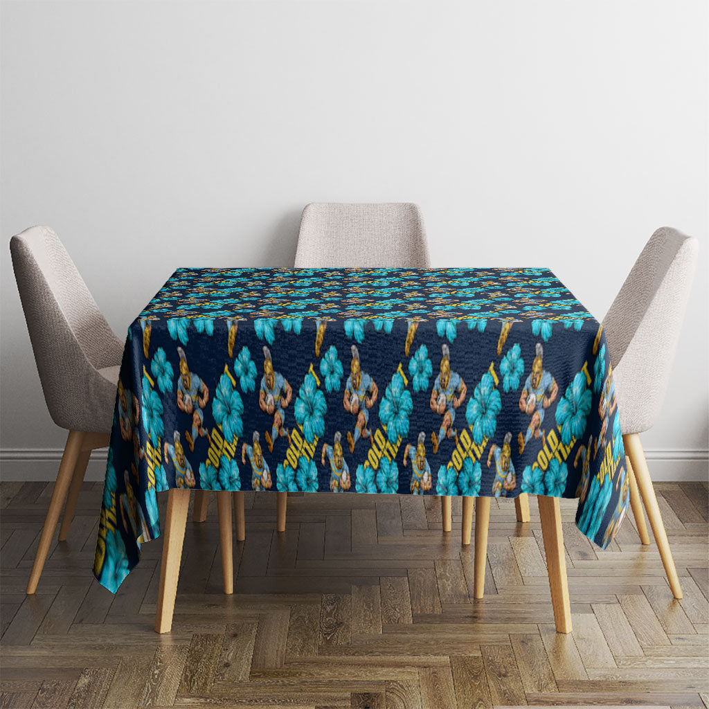 Gold Coast Titans Tablecloth Tropical Hibiscus Floral Seamless Rugby Mascot
