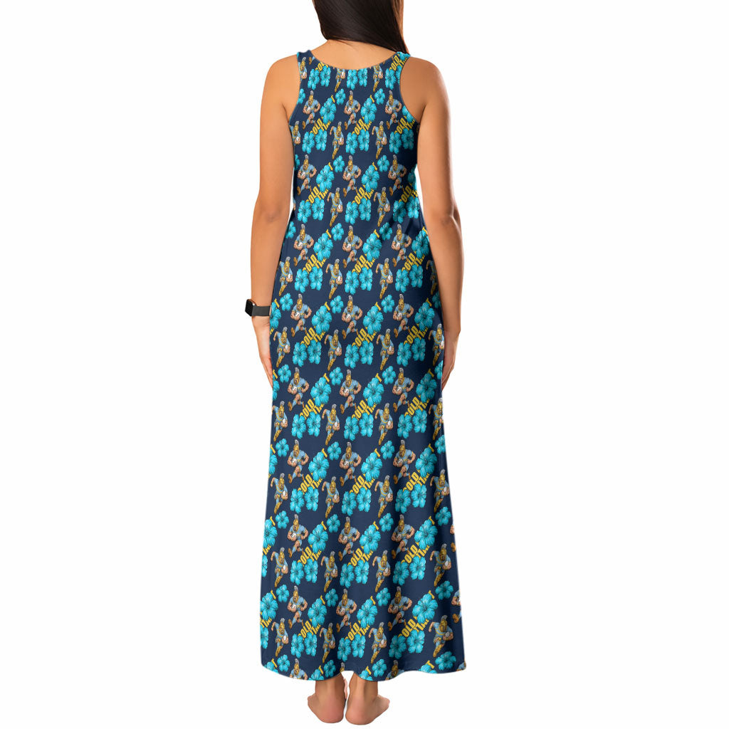 Gold Coast Titans Tank Maxi Dress Tropical Hibiscus Floral Seamless Rugby Mascot