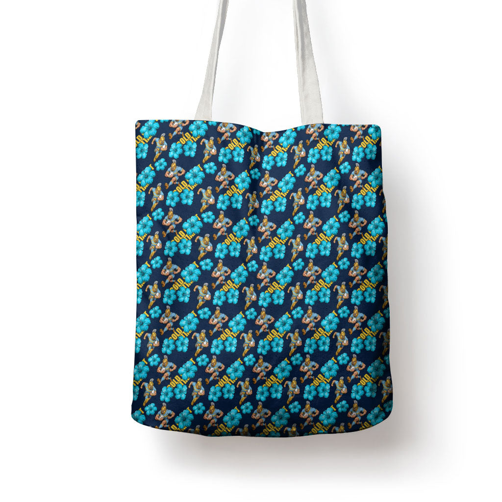 Gold Coast Titans Tote Bag Tropical Hibiscus Floral Seamless Rugby Mascot