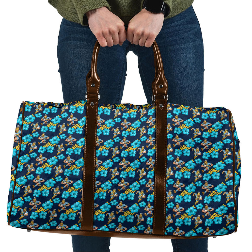 Gold Coast Titans Travel Bag Tropical Hibiscus Floral Seamless Rugby Mascot