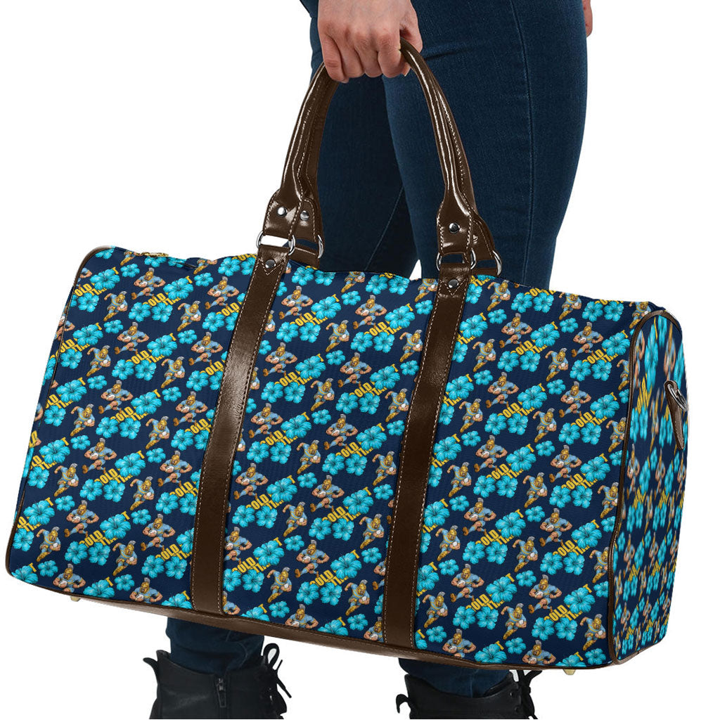 Gold Coast Titans Travel Bag Tropical Hibiscus Floral Seamless Rugby Mascot