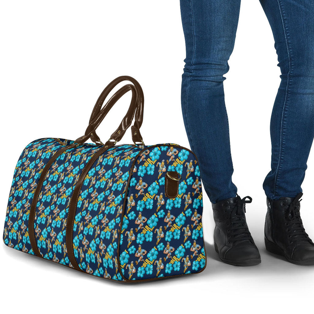 Gold Coast Titans Travel Bag Tropical Hibiscus Floral Seamless Rugby Mascot