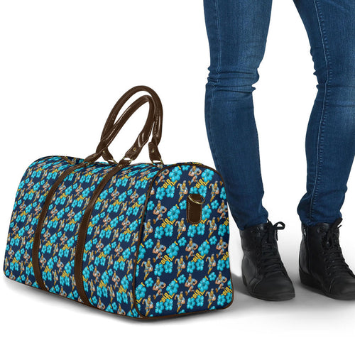 Gold Coast Titans Travel Bag Tropical Hibiscus Floral Seamless Rugby Mascot