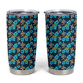 Gold Coast Titans Tumbler Cup Tropical Hibiscus Floral Seamless Rugby Mascot