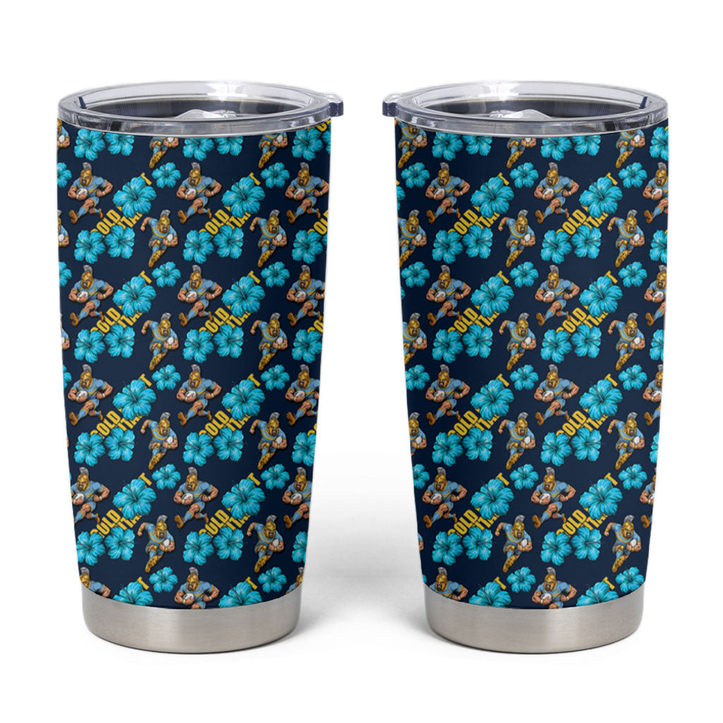 Gold Coast Titans Tumbler Cup Tropical Hibiscus Floral Seamless Rugby Mascot