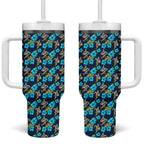 Gold Coast Titans Tumbler With Handle Tropical Hibiscus Floral Seamless Rugby Mascot