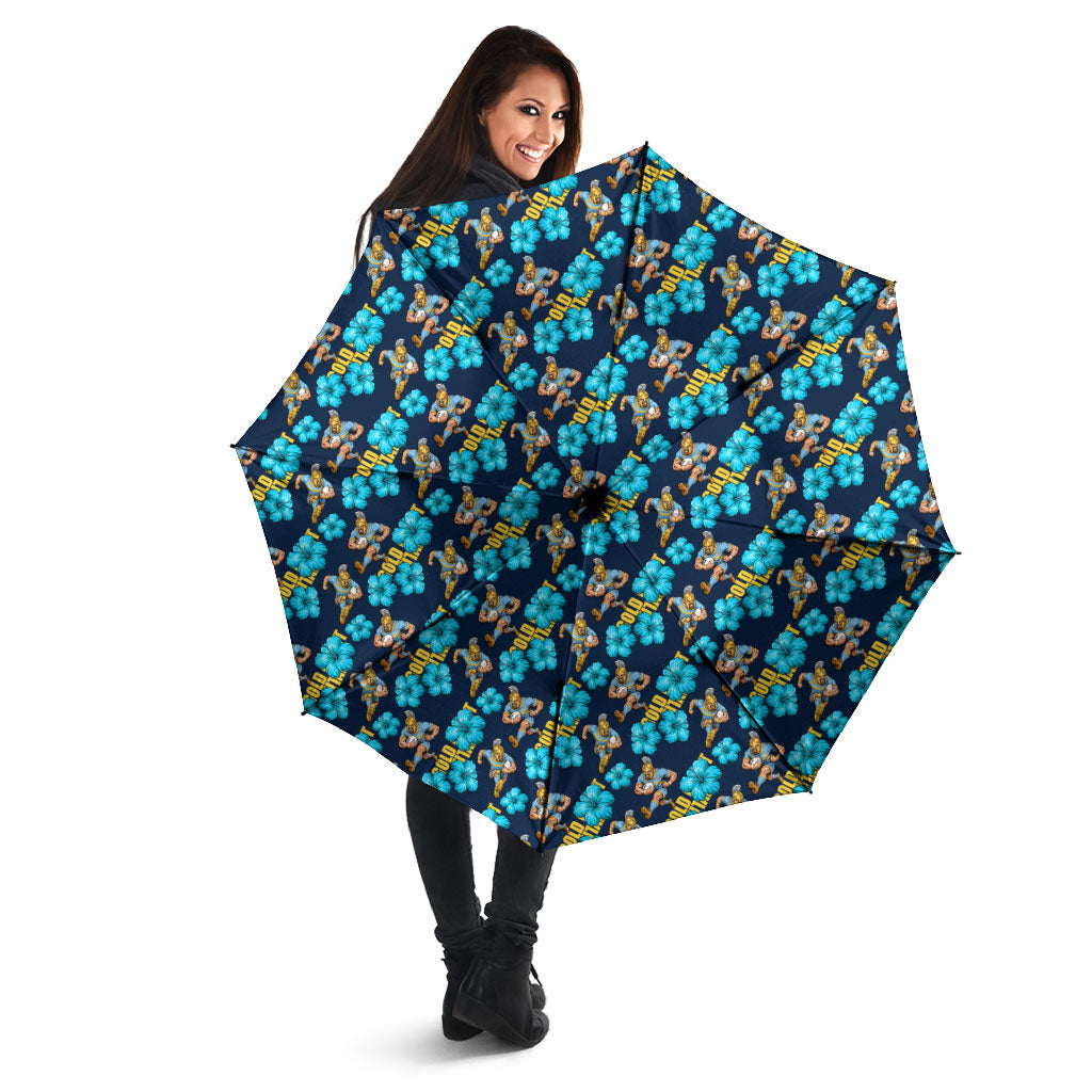 Gold Coast Titans Umbrella Tropical Hibiscus Floral Seamless Rugby Mascot