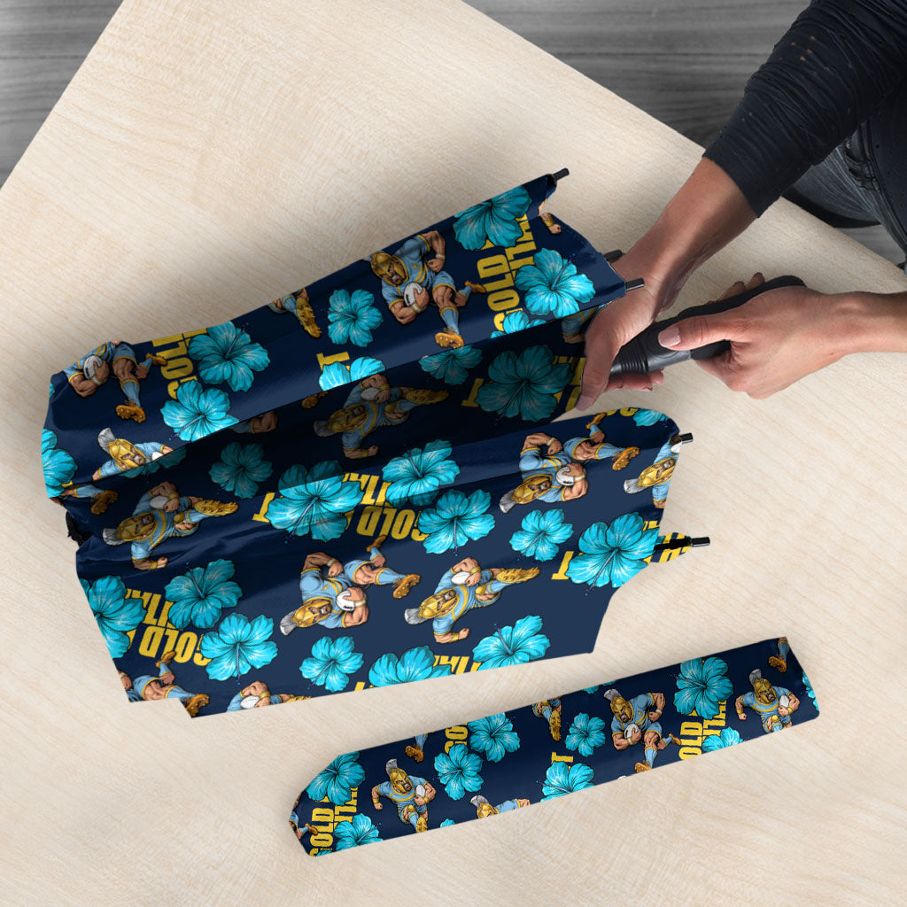 Gold Coast Titans Umbrella Tropical Hibiscus Floral Seamless Rugby Mascot