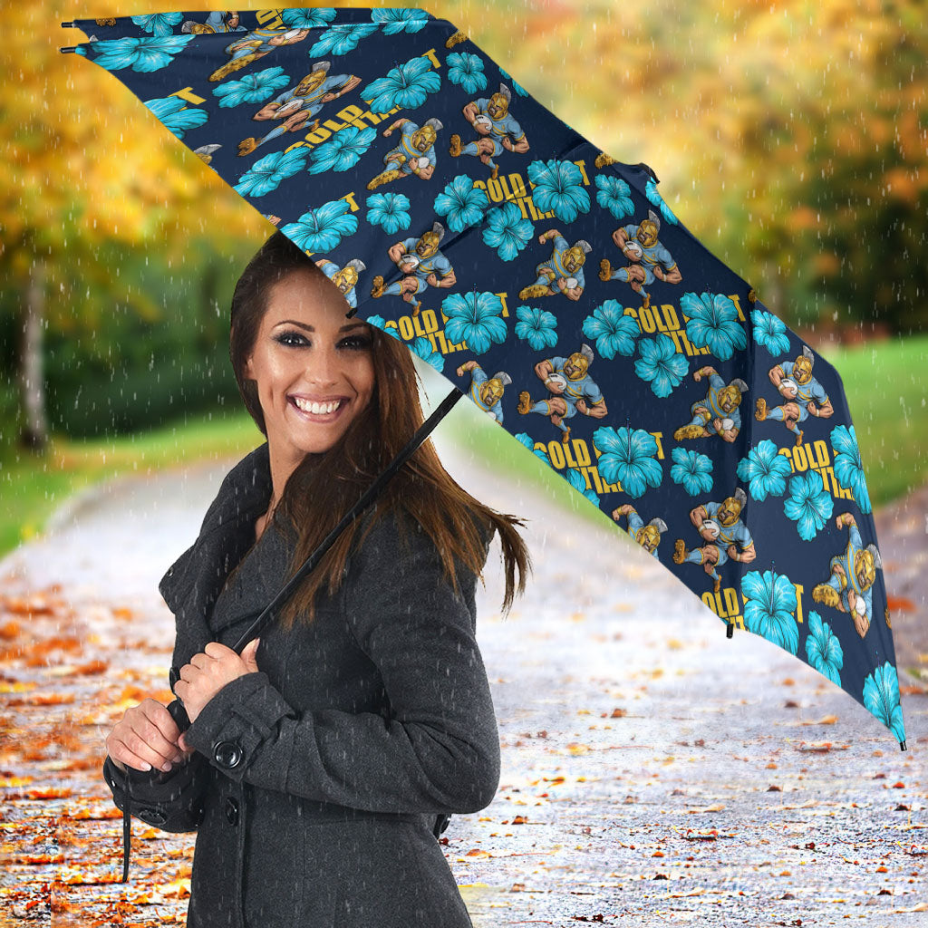 Gold Coast Titans Umbrella Tropical Hibiscus Floral Seamless Rugby Mascot