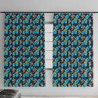 Gold Coast Titans Window Curtain Tropical Hibiscus Floral Seamless Rugby Mascot