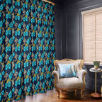 Gold Coast Titans Window Curtain Tropical Hibiscus Floral Seamless Rugby Mascot