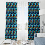 Gold Coast Titans Window Curtain Tropical Hibiscus Floral Seamless Rugby Mascot