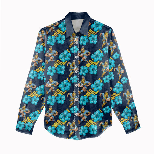 Gold Coast Titans Women Casual Shirt Tropical Hibiscus Floral Seamless Rugby Mascot