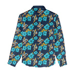 Gold Coast Titans Women Casual Shirt Tropical Hibiscus Floral Seamless Rugby Mascot