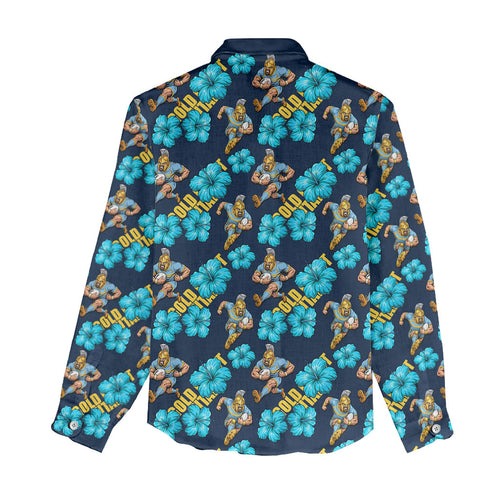 Gold Coast Titans Women Casual Shirt Tropical Hibiscus Floral Seamless Rugby Mascot