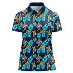 Gold Coast Titans Women Polo Shirt Tropical Hibiscus Floral Seamless Rugby Mascot