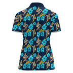 Gold Coast Titans Women Polo Shirt Tropical Hibiscus Floral Seamless Rugby Mascot