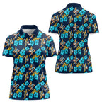 Gold Coast Titans Women Polo Shirt Tropical Hibiscus Floral Seamless Rugby Mascot
