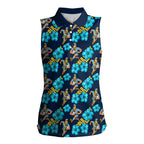 Gold Coast Titans Women Sleeveless Polo Shirt Tropical Hibiscus Floral Seamless Rugby Mascot