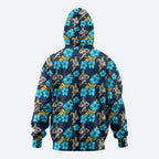 Gold Coast Titans Zip Hoodie Tropical Hibiscus Floral Seamless Rugby Mascot