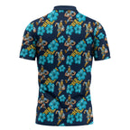 Gold Coast Titans Zipper Polo Shirt Tropical Hibiscus Floral Seamless Rugby Mascot