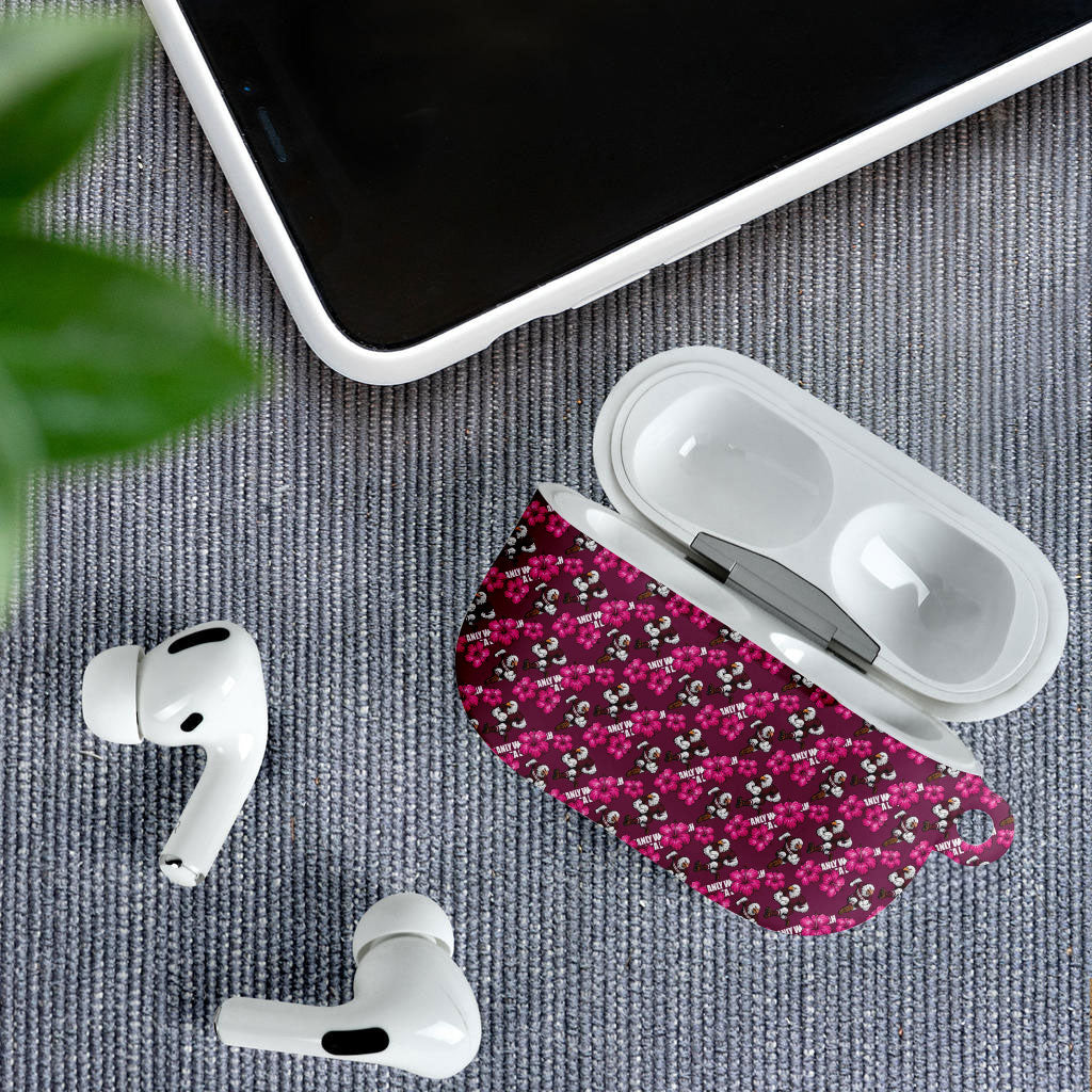 Manly Warringah Sea Eagles AirPods Case Tropical Hibiscus Floral Seamless Rugby Mascot