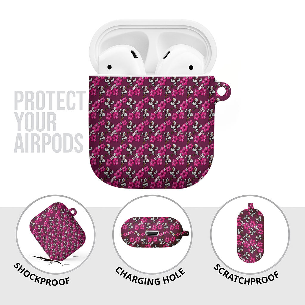 Manly Warringah Sea Eagles AirPods Case Tropical Hibiscus Floral Seamless Rugby Mascot
