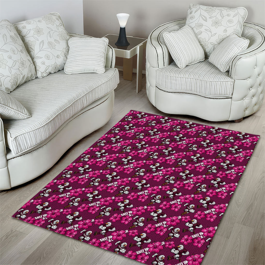 Manly Warringah Sea Eagles Area Rug Tropical Hibiscus Floral Seamless Rugby Mascot
