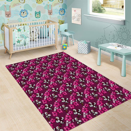 Manly Warringah Sea Eagles Area Rug Tropical Hibiscus Floral Seamless Rugby Mascot