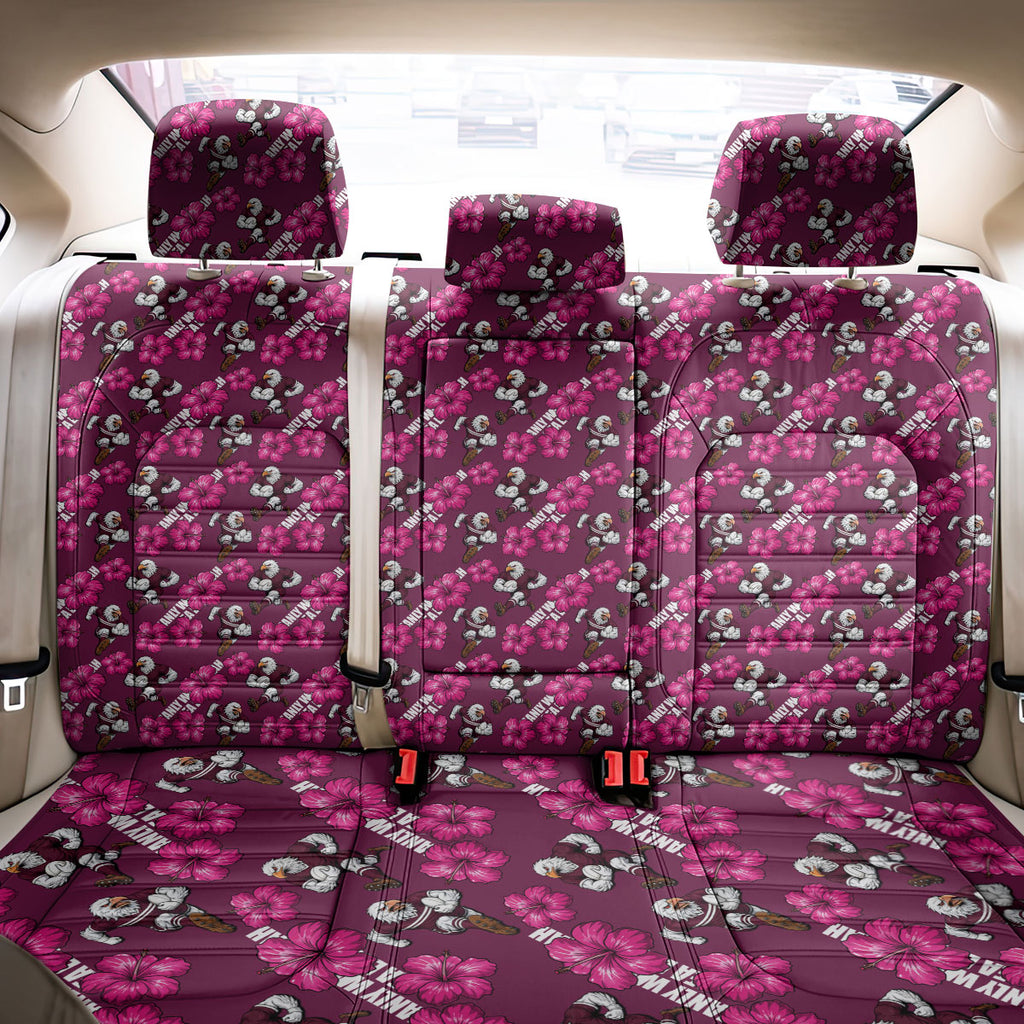 Manly Warringah Sea Eagles Back Car Seat Cover Tropical Hibiscus Floral Seamless Rugby Mascot