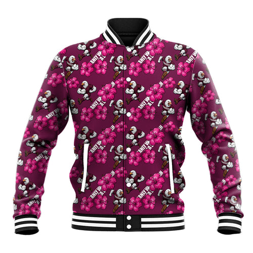 Manly Warringah Sea Eagles Baseball Jacket Tropical Hibiscus Floral Seamless Rugby Mascot