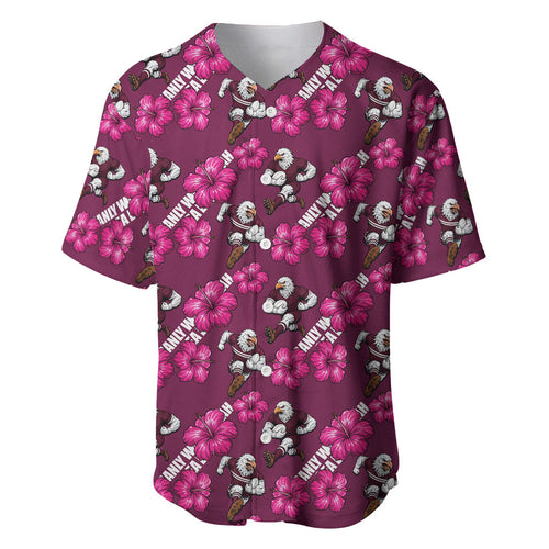 Manly Warringah Sea Eagles Baseball Jersey Tropical Hibiscus Floral Seamless Rugby Mascot