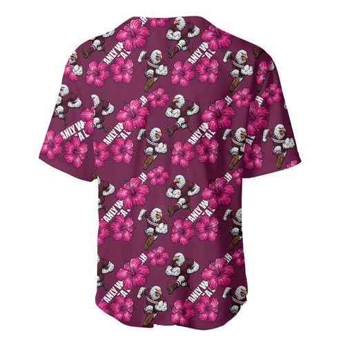 Manly Warringah Sea Eagles Baseball Jersey Tropical Hibiscus Floral Seamless Rugby Mascot