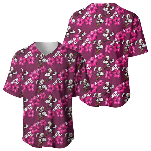 Manly Warringah Sea Eagles Baseball Jersey Tropical Hibiscus Floral Seamless Rugby Mascot