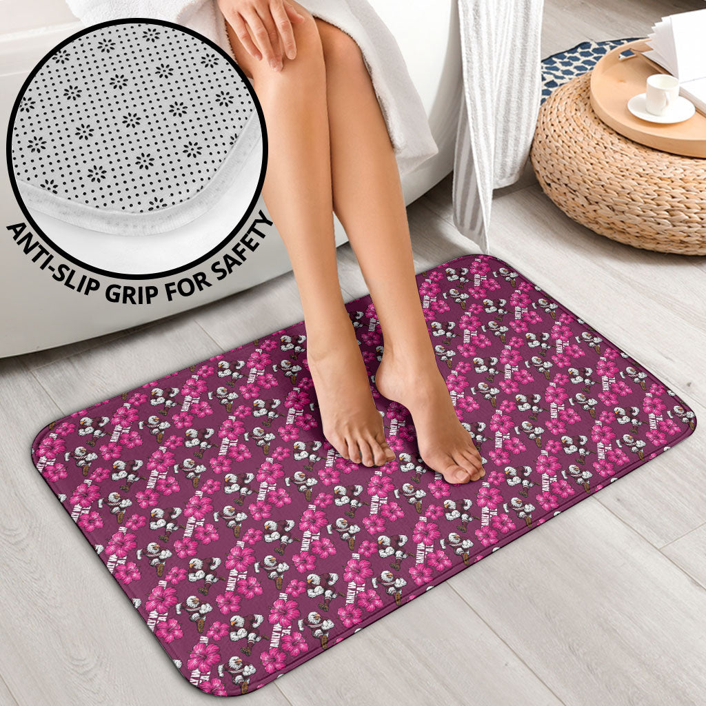 Manly Warringah Sea Eagles Bathroom Set Tropical Hibiscus Floral Seamless Rugby Mascot