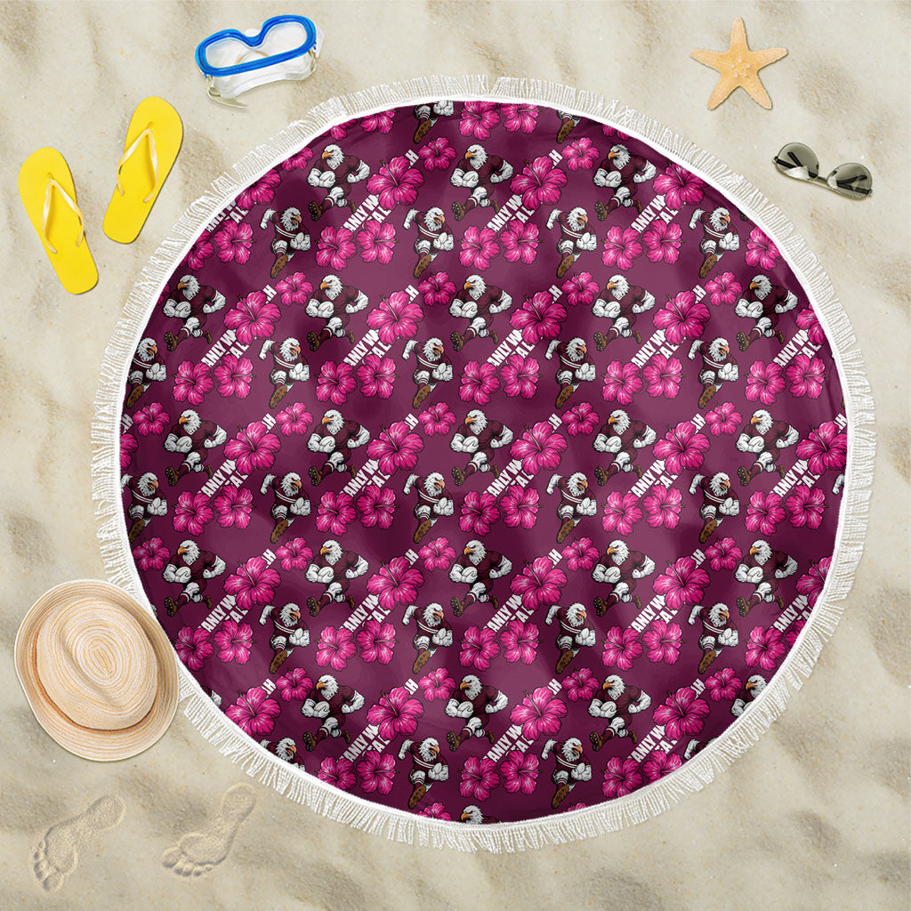 Manly Warringah Sea Eagles Beach Blanket Tropical Hibiscus Floral Seamless Rugby Mascot