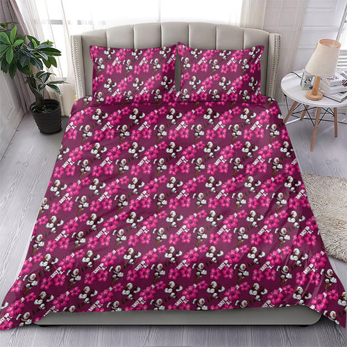 Manly Warringah Sea Eagles Bedding Set Tropical Hibiscus Floral Seamless Rugby Mascot