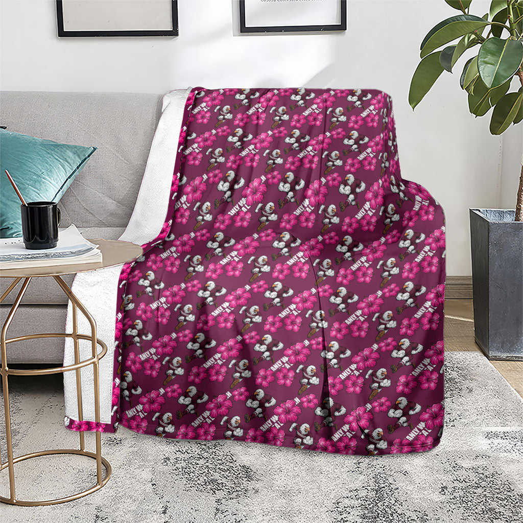Manly Warringah Sea Eagles Blanket Tropical Hibiscus Floral Seamless Rugby Mascot
